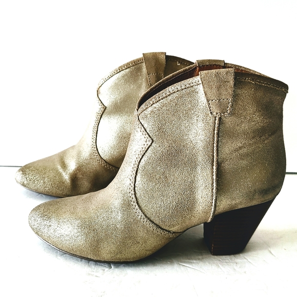 gold leather booties